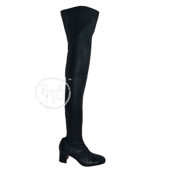 Christian Louboutin Sursamoto Black Leather Over-The-Knee Thigh High Boots 38 - Picture 6 of 14
